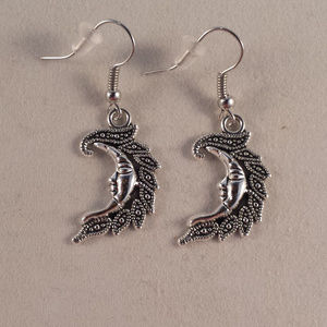Silver Mystical Moon Earrings Hypoallergenic Hks